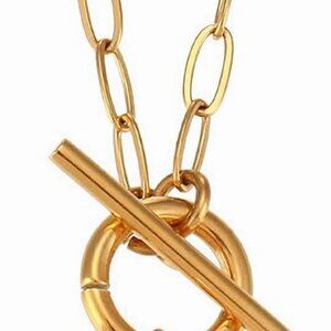 Baroque Silvery Freshwater Pearl Long Pendant Necklace Paperclip Toggle Drop Sta